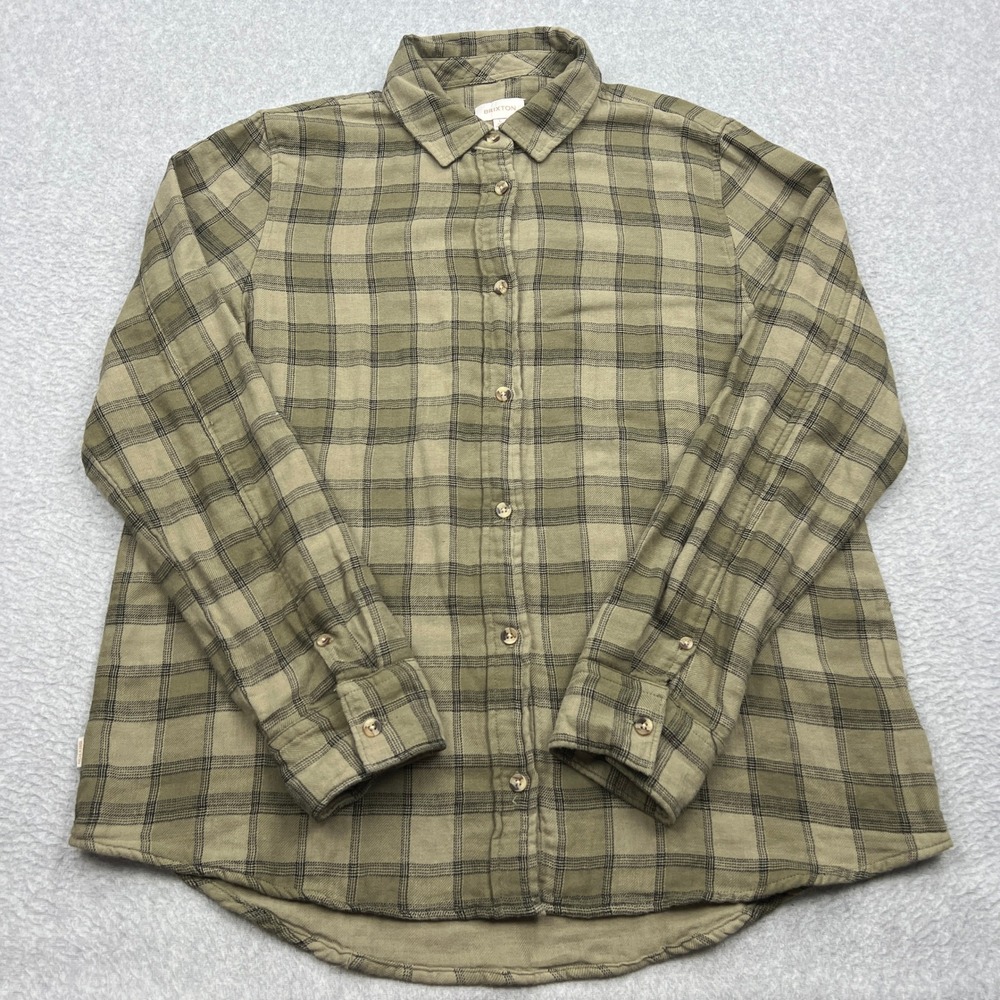 Brixton Flannel Mens Large Olive Green Plaid Bowery Lightweight Button Up Shirt‎